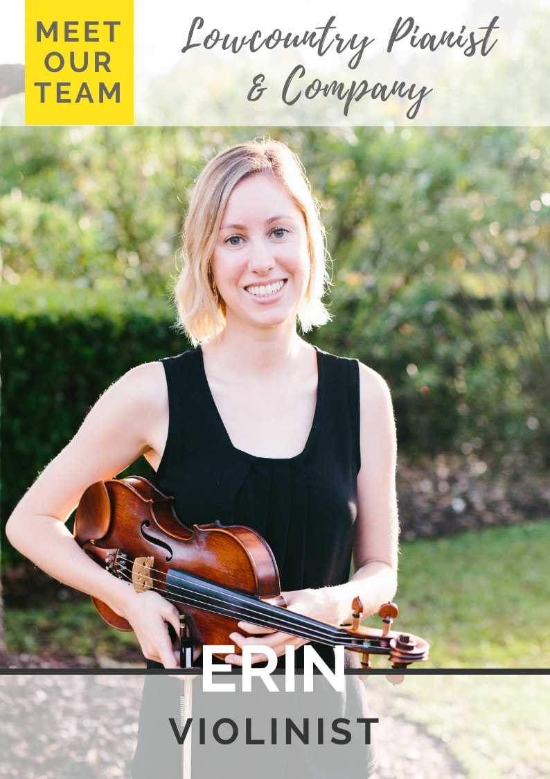 Lowcountry Pianist and Company musician, Erin Norton. Charleston Violinist. Meet Our Team Photo.